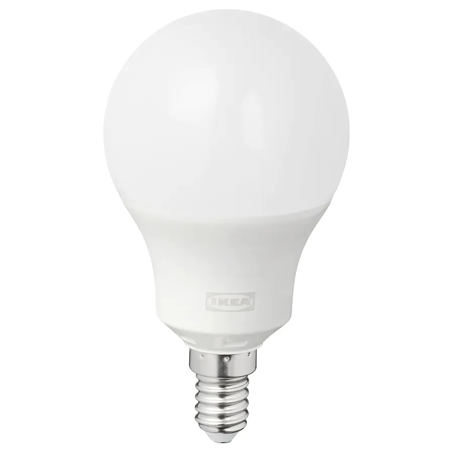 Tradfri LED bulb E14 470 lumen, dimmable colour and white, globe opal white
