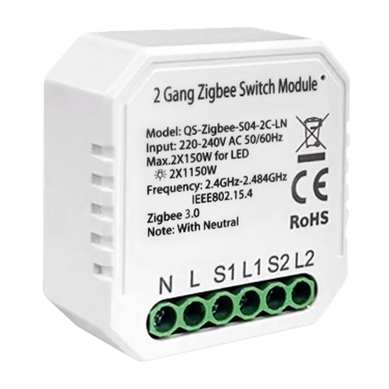2 Gang Switch Module With Neutral