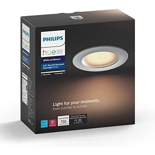 Hue White Ambiance Dimmable LED Smart Retrofit Recessed 5/6” Downlight