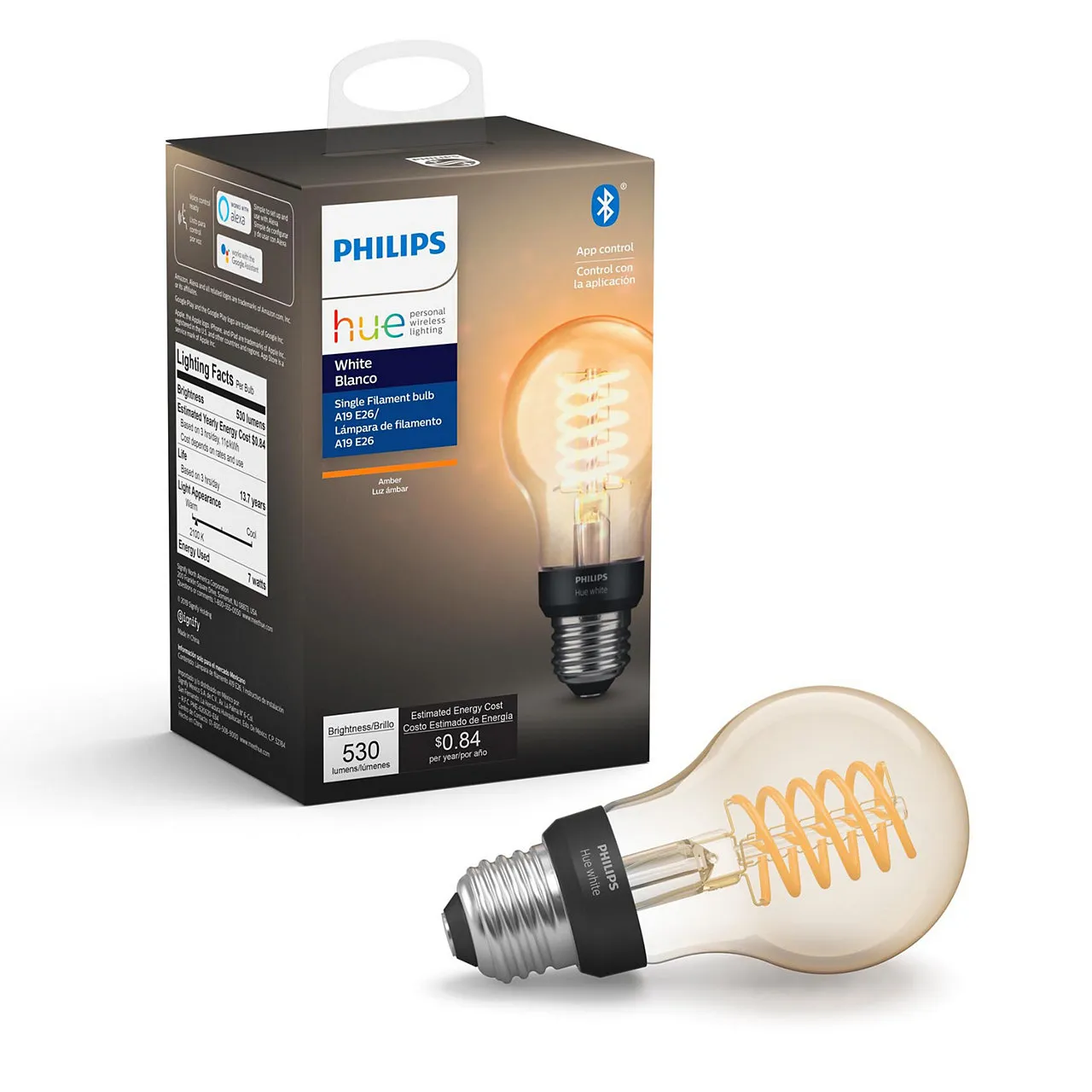 Hue White Filament Bulb A19 E26 Bluetooth