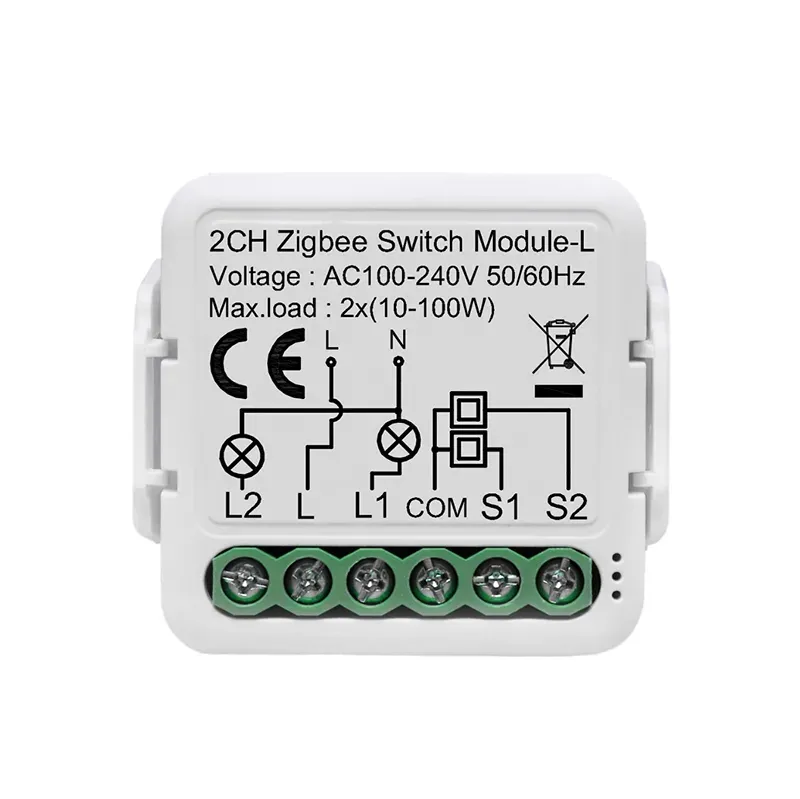 Tuya Switch Module 2 Channel No Neutral SML-02Z-L Zigbee compatibility